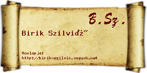 Birik Szilvió névjegykártya